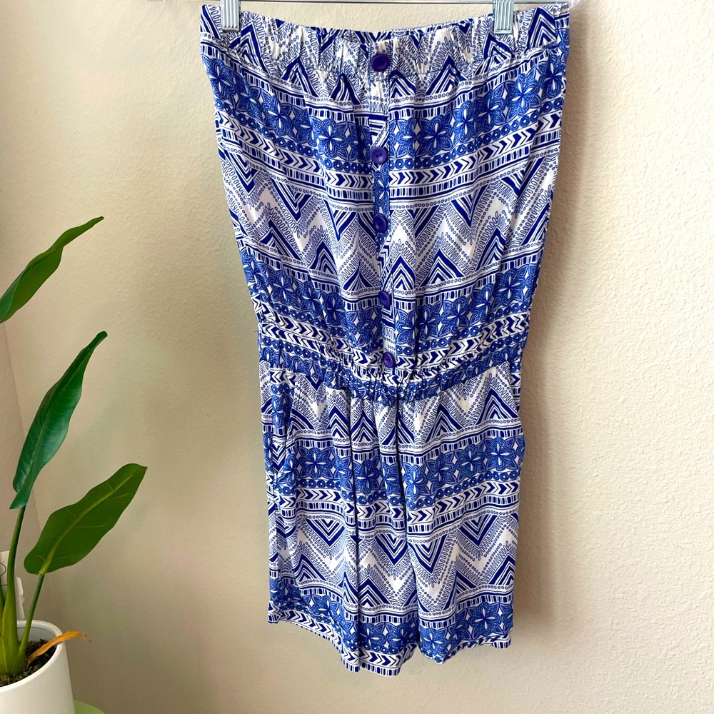 Strapless romper with pockets